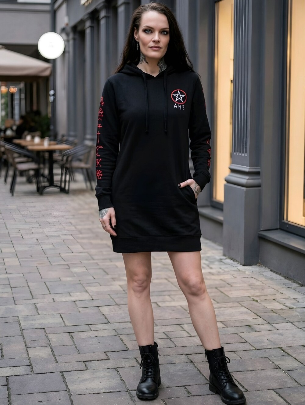 American Horror Story ✦ Coven Witch Hoodie Dress ✦ Black Red Occult Symbols S
